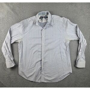 Robert Graham Shirt Mens 2XL White Blue Geometric